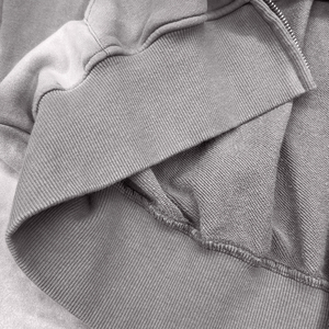 Sweat à capuche vintage épais en coton double zip, en molleton bouclette, style streetwear, brodé, délavé à l'acide - Product Image 5