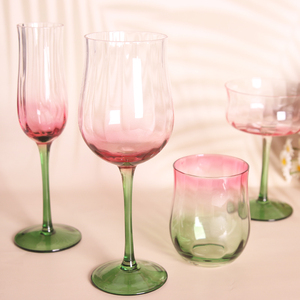 Collezione di Calici da Vino in Cristallo Fatti <span class=keywords><strong>a</strong></span> Mano Stile Europeo con Tulipani Rosa e Verdi Design Creativo della Fabbrica di Vetreria di Shanxi Nuovi Arrivi - Product Image 4