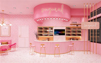 Diseño de Interiores de Cafetería Moderna, Decoración Personalizada, Barra de Cafetería a Medida, Muebles de Madera para Tienda de Dulces