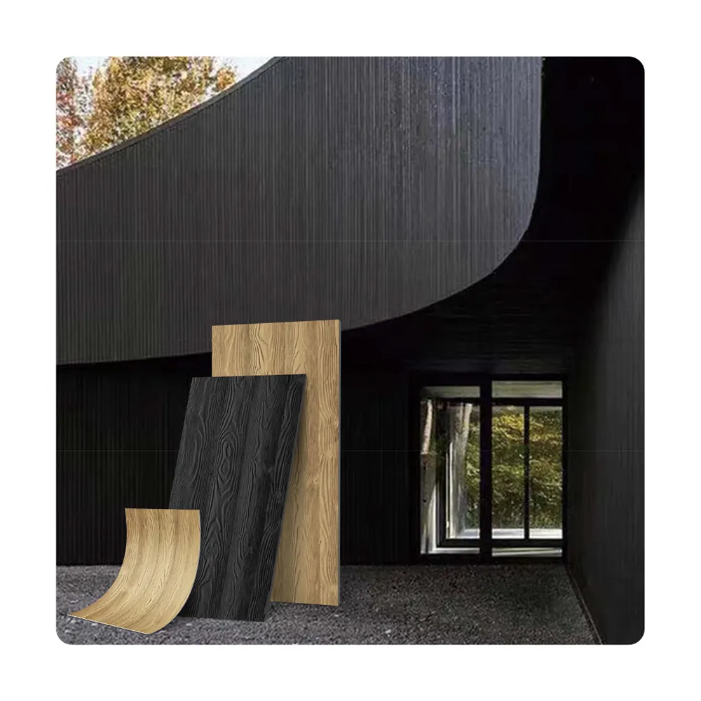 Contoh gratis MCM Faux Hotel hitam kayu fleksibel batu tanah liat pelapis panel keramik lembut untuk dekorasi dinding Interior