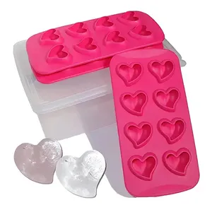 HYRI Popular Ice Cube Mold Heart Shape Easy-Release Colorful 8-Hole Cute Kitchen Custom 3D Silicone Ice Trays