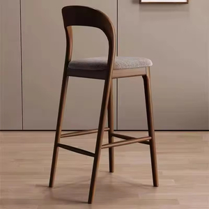 Tabouret de bar moderne minimaliste en bois massif, design scandinave, idéal pour cuisine et café - Product Image 1