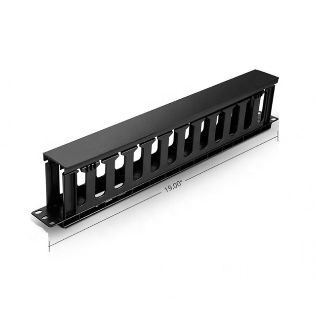 Single Sided 1RU Finger Duct Horizontal Cable Manager with Plastic Cover Convenient and Neat Steel Management