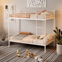 Lit superposé en métal facile à assembler, taille double, lit moderne pour enfants avec échelle et barrière de sécurité pour hôtel, appartement, chambre à coucher