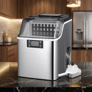 Máquina eléctrica para hacer cubitos de hielo para el hogar, operación con un solo botón, tanque de agua grande, fácil de limpiar, máquina de hielo para encimera, para bebidas diarias y fiestas - Product Image 1