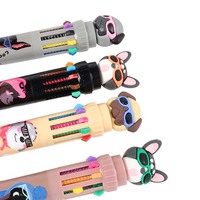 O&Q Offre Spéciale Stylos Bille Fantaisie en Plastique Tendance Kawaii Motif Chien de Dessin Animé 0,7 mm 10 Couleurs Encre Gel pour Bureau