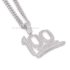 Hip-hop <b>copper</b> men's jewelry micro-inlaid zircon 100-point pendant. - Product Image 5