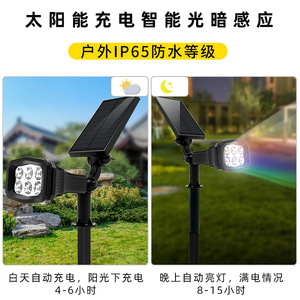 ไฟสปอร์ตไลท์พลังงานแสงอาทิตย์ 6 LED แบบสี่เหลี่ยม ติดตั้งบนพื้นดิน กันน้ำ ควบคุมการเปิด-ปิดได้ เหมาะสำหรับสวน ต้นไม้ สนามหญ้า - Product Image 5