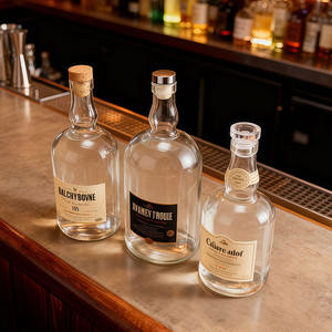 Bouteille de liqueur de whisky, de gin, de tequila, de <span class=keywords><strong>vodka</strong></span> en verre transparente ronde avec bouchon, logo personnalisé, 500 ml, 750 ml, 1000 ml - Product Image 4