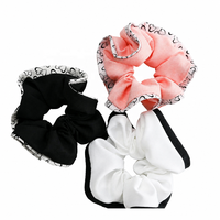 Daou 12cm Scrunchies pliables personnalisés de couleur unie, accessoires capillaires de beauté durables de haute qualité avec motif cœur pour femmes