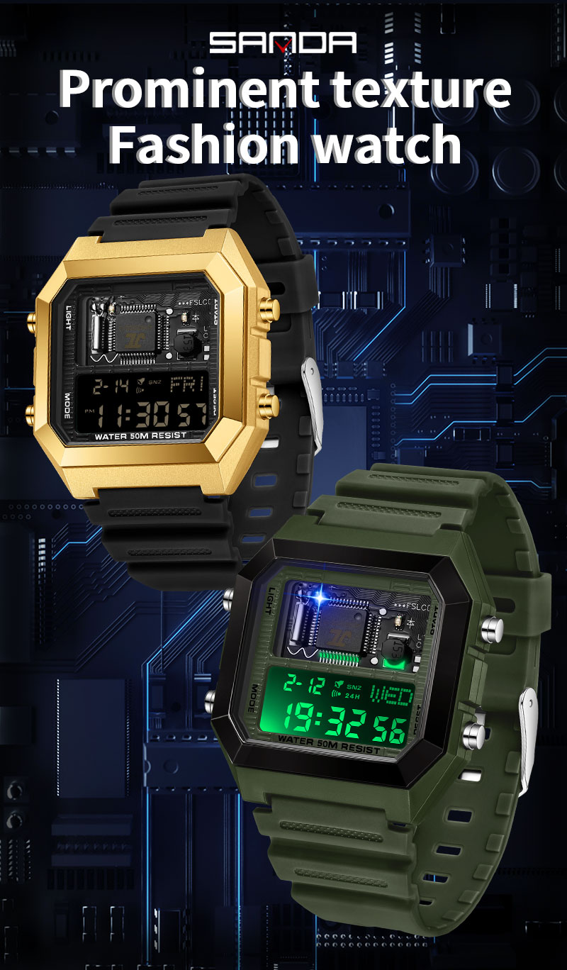 SANDA 6216 Men's Quartz Analog Sports Watch - Digital, Waterproof