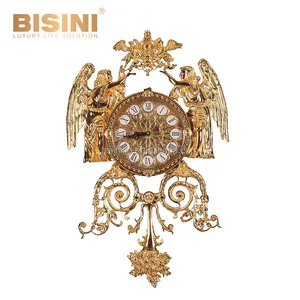 Французский стиль барокко позолоченной латуни прокрутки Ангел декоративные настенные часы для вилла коридор