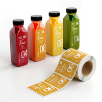 Étiquettes autocollantes personnalisées en vinyle BOPP, étiquettes de logo, étiquettes imperméables en PVC, code-barres, verre, jus de fruits, boisson, bocal, bouteille pour l'emballage