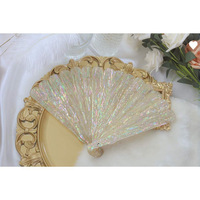 Éventail de mariage vintage en coquille d'ormeau, éventails pliants à main scintillants en nacre, éventail en coquille naturelle exquise
