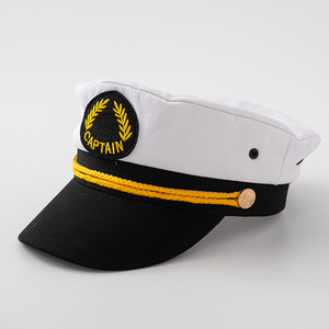 Chapeau de capitaine marin unisexe de <span class=keywords><strong>style</strong></span> marine classique pour la plage ou les affaires Look authentique pour les adultes Casquette unie en peluche blanche unisexe - Product Image 4