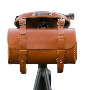 Bolsa de <span class=keywords><strong>bicicleta</strong></span> de cuero unisex, bolsa trasera para asiento de sillín con herramienta de almacenamiento para manillar, bolsa delantera para <span class=keywords><strong>bicicleta</strong></span> para ciclismo - Product Image 1