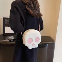 Sac bandoulière multifonctionnel en cuir PU style vintage, motif fantôme d'Halloween mignon, avec deux sangles et motif géométrique