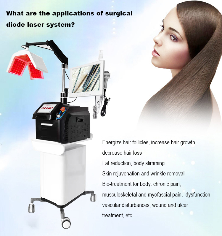 LLLT Laser Anti-Hair Loss Treatment Equipment 650Nm Scalp Massage Led Laser Device For Hair Growth With Hair Follicle Detection