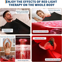 AQSHE 10740 Couverture de Thérapie par Lumière Rouge Infrarouge NIR à LED avec 2680 LED et 4 Puces, Tapis de Sommeil Intégral avec Fermeture Éclair 1,8m