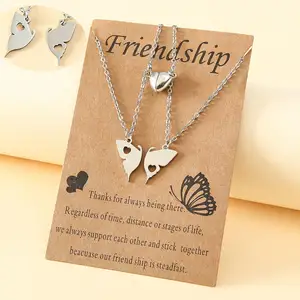 NUORO 2 Best Friend Butterfly collane per 2 ragazze Lover coppia collana regali di compleanno a lunga distanza collana di amicizia BFF