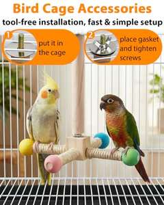 Nouvelle Perchoir-échelle pour oiseaux en bois, jouet interactif rotatif suspendu pour perroquets et perruches - Product Image 2
