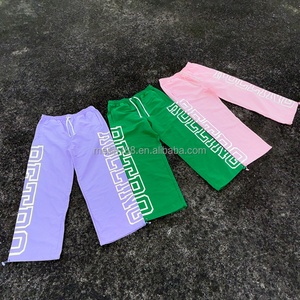 Custom 3m Reflective Print Stacked Nylon Windbreaker <b>Pants</b> High Quality Causal Lightweight Elastic Waistband Nylon Track <b>Pants</b> - Product Image 2