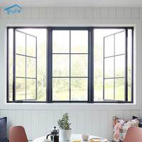 NF, ventanas abatibles de doble templado modernas, estilo columpio con marco de aleación de aluminio, venta al por mayor para uso en Villa, aplicación doméstica