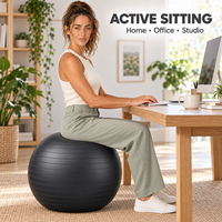 Ballon de yoga et de Pilates rose anti-éclatement et antidérapant en PVC écologique pour l'accouchement et l'exercice à domicile, 25 pouces