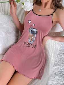 Chemise de nuit sexy pour femme à col halter et imprimé animal, taille élastique, en tissu tricoté en soie de lait, idéale pour l'été - Product Image 3