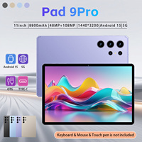 Pad 9 Pro Phablet 11 pouces 16 Go + 1 To 108 MP 8000 mAh 5G Double SIM + TF Écran tactile intégral Écran perforé Taux de rafraîchissement 120 Hz Type-C