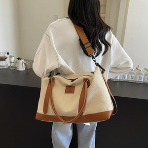 Logo personnalisé femmes toile mignon sac fourre-tout de voyage grande capacité sac à bandoulière de voyage sac de voyage de nuit - Product Image 1