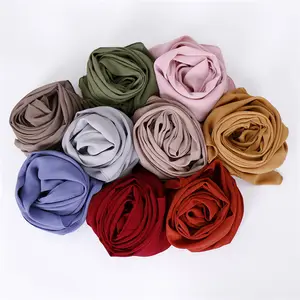 Pure Polyester Lange Opaque Chiffon Zijde Moslim Sjaal Hijab