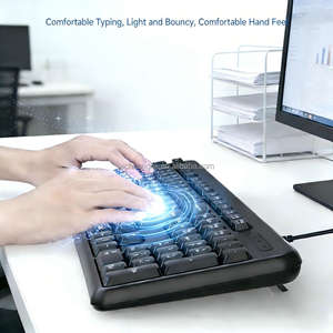 Teclado con cable con teclas tipo chocolate, teclado USB delgado, teclados de membrana estándar para computadora - Product Image 5