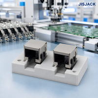 JISJACK JS-SMT-SP33 Plaque de montage en surface à 8 ports Module SMT Connecteur RJ45 Boîtier en cuivre blindé à moitié plaqué Prise Ethernet
