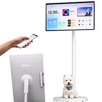 TV Portabel 27" 2-in-1 dengan Roda, Layar Sentuh FHD, Bersertifikasi EDLA, 6G+128GB, Sistem Operasi Android 15, Baterai 10000mAh, Smart TV