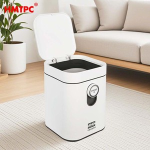 Hmtpc Flip Top Trash Can 10L <b>Square</b> Intelligent Indoor Waste <b>Bin</b> For Home Kitchen Office Toilet - Product Image 1