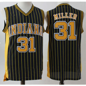 <span class=keywords><strong>Reggie</strong></span> Miller Indiana throwback Jerseys #31 Reginald Wayne Miller kinh điển gỗ cứng Retro khâu USA bóng rổ jersey-hải Quân - Product Image 3