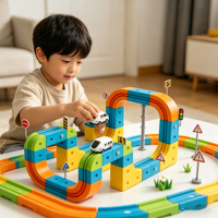 Circuit de train électrique en plastique ABS, piste de course flexible magique avec blocs anti-gravité, jouet éducatif et sûr STEM