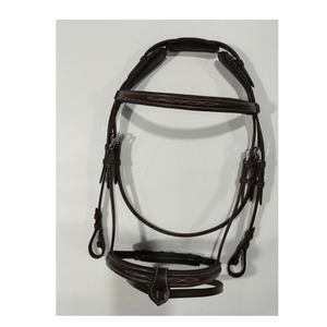Bride Snaffle avec bandeau élastique et muserolle sauteuse Bride en cuir rembourrée souple pour chevaux - Product Image 1