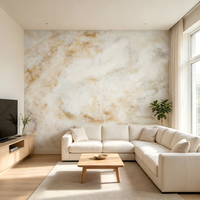 Papier peint mural personnalisé, papier peint en marbre naturel, texture de pierre beige blanc doux pour le salon, décoration de fond de télévision