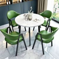 Petit ensemble de table à manger ronde en MDF avec plateau en bois et base en métal, fabricant, prix de gros, service OEM