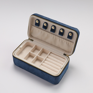 Custom Logo Design Velvet Jewelry <b>Storage</b> Zipper Box Travel Jewelry Box Travel Jewellery Case Necklace <b>Ring</b> Pendant Box - Product Image 3