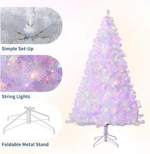 Sapin de Noël blanc de 6 pieds avec lumières, sapin de Noël artificiel pour intérieur et extérieur, décoration de Noël pour la maison, le bureau, les fêtes, les vacances - Product Image 6