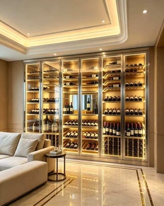 Cave à vin autoportante de luxe moderne sur mesure avec porte en verre trempé et éclairage LED, pour villa, hôtel, bar à domicile, OEM/ODM, éclairage LED d'ambiance - Product Image 2