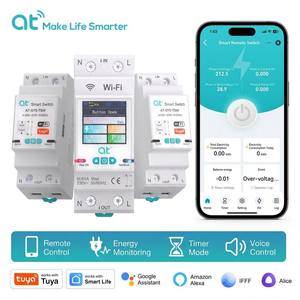 Disjoncteur intelligent WiFi ATELE 1P 1 à 63A avec mesure d'énergie, minuterie et contrôle à distance via application, rail DIN, 220 à 240V, compatible Tuya, usage domestique - Product Image 1