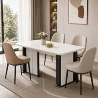 Ensemble de table à manger en marbre de luxe, cadre en métal rectangulaire blanc, mobilier d'hôtel moderne, fournisseur chinois