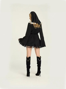 Nuevo vestido de encaje hasta la rodilla de manga larga fiesta de Halloween Cosplay monjas bata estilo Sexy para personajes de TV de Anime Medieval Animal - Product Image 2