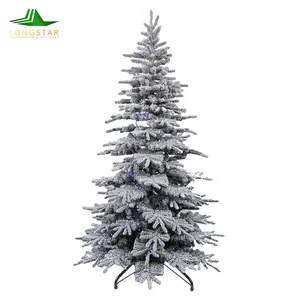 Festive Majestic Pre-lit PE PVC Material Christmas Tree with Snow Covering And Bright LED For Heartwarming Holiday