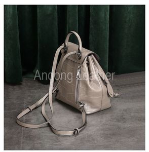 Sacs à dos pour femmes, motif crocodile, cuir de vache véritable, sac à dos classique - Product Image 5