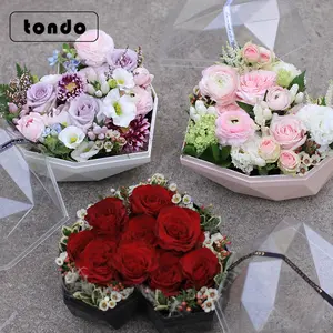 Tondo-caja de flores con forma de corazón, caja de flores de lujo, embalaje para Rosas preservadas, venta al por mayor